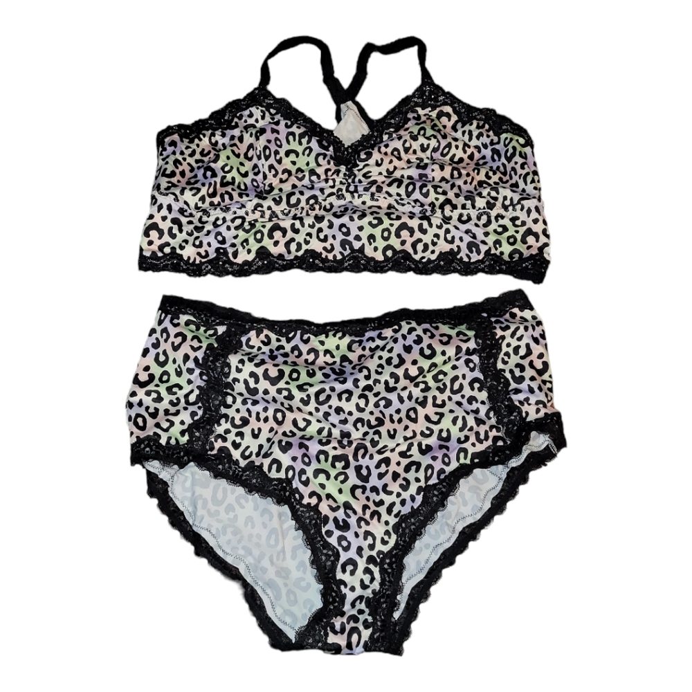 Torrid High Waisted Tie Dye Leopard Panty & Bralette Set - Size 4 - NWT